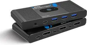 OREI 8K KVM Switch DisplayPort Switch 2 in 1 Out, USB-C for 2 Computers, DisplayPort 1.4 KVM, KVM Switch 2 Computers 1 Monitor, Supports 4K 144Hz / 120Hz & KVM USB 3.0 Hub OREI 8K KVM Switch DisplayPort Switch 2 in 1 Out, USB-C for 2 Computers, DisplayPort 1.4 KVM, KVM Switch 2 Computers 1 Monitor, Supports 4K 144Hz / 120Hz & KVM USB 3.0 Hub