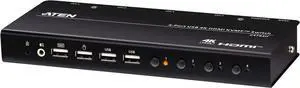 ATEN CS784H 4-Port USB HDMI KVM Switch - 4K UHD 60Hz, Audio Support, Peripheral Sharing USB 2.0 Hub, Remote Port Selector Control 4 HDMI Computers with One Keyboard, Mouse, Monitor ATEN CS784H 4-Port USB HDMI KVM Switch - 4K UHD 60Hz, Audio Support, Peripheral Sharing USB 2.0 Hub, Remote Port Selector Control 4 HDMI Computers with One Keyboard, Mouse, Monitor