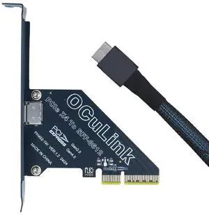 PCIe 4.0 Oculink SFF-8611 4i Cable with PCIe to Oculink SFF-8612 Adapter Card PCIe 4.0 Oculink SFF-8611 4i Cable with PCIe to Oculink SFF-8612 Adapter Card