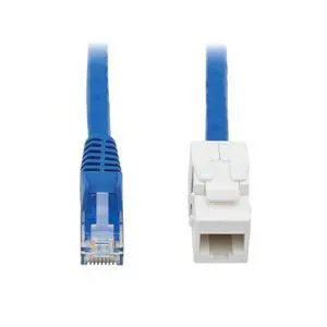 Tripp Lite Cat6 Keystone Jack Cable Assembly, Unshielded Ethernet Extension Network Cable, PoE+, RJ45 M/F, 18 in, Blue (N237-F18N-WHSH) Tripp Lite Cat6 Keystone Jack Cable Assembly, Unshielded Ethernet Extension Network Cable, PoE+, RJ45 M/F, 18 in, Blue (N237-F18N-WHSH)
