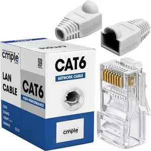 Cmple - White Cat6 Cable 1000ft Bulk LAN Ethernet Cord 23AWG + 50 Pack White RJ45 Strain Relief Boots + 100 Pack RJ45 Cat6 Pass-Through Connectors Bundle Cmple - White Cat6 Cable 1000ft Bulk LAN Ethernet Cord 23AWG + 50 Pack White RJ45 Strain Relief Boots + 100 Pack RJ45 Cat6 Pass-Through Connectors Bundle