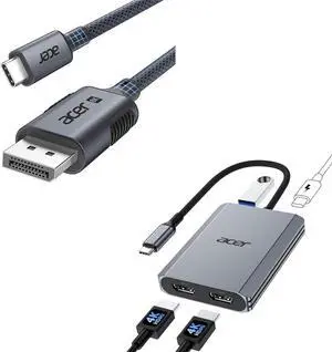 Acer 4-in-1 USB C Hub bundel with USB C to DisplayPort 1.4 Cable 6.6FT Acer 4-in-1 USB C Hub bundel with USB C to DisplayPort 1.4 Cable 6.6FT