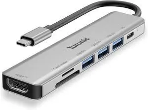 Turonic YG-2120 USB Hub, 7-in-1 USB-C Adapter with 4K HDMI Output, 100W PD Pass-Through Charging, USB 3.2 & USB 3.0 Ports, SD/MicroSD Reader, Aluminum Housing, Slim Travel Design Turonic YG-2120 USB Hub, 7-in-1 USB-C Adapter with 4K HDMI Output, 100W PD Pass-Through Charging, USB 3.2 & USB 3.0 Ports, SD/MicroSD Reader, Aluminum Housing, Slim Travel Design