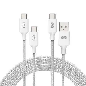 PureGear Braided USB-C to C + USBC to A Cable (6ft, 2Pack) Power Delivery Charger Cord for iPhone Air, 17, 17Pro, 17ProMax,16, 15, MacBook, Galaxy S25/S24/S23 Ultra, Pixel10/9/8 & USB-C Devices-White PureGear Braided USB-C to C + USBC to A Cable (6ft, 2Pack) Power Delivery Charger Cord for iPhone Air, 17, 17Pro, 17ProMax,16, 15, MacBook, Galaxy S25/S24/S23 Ultra, Pixel10/9/8 & USB-C Devices-White