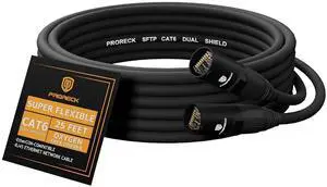 PRORECK SFTP CAT6 Dual Shielded Ethernet Cable with EtherCON RJ45 Connectors,25ft, High-Speed, Ideal for Pro Sound Systems, Studio, and Live Performances (PR-C6B-25) PRORECK SFTP CAT6 Dual Shielded Ethernet Cable with EtherCON RJ45 Connectors,25ft, High-Speed, Ideal for Pro Sound Systems, Studio, and Live Performances (PR-C6B-25)