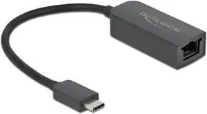 DeLOCK adaptor USB Type-C jack to 2,5 Gigabit LAN kompakt DeLOCK adaptor USB Type-C jack to 2,5 Gigabit LAN kompakt