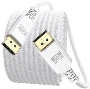 8K White DisplayPort Cable 20FT, Display Port 1.4 Cable DP Cord (8K@60Hz, 5K@60Hz, 4K@144Hz, 2K@240Hz, HDR) for Gaming Monitor PC, Laptop, Graphics Card 8K White DisplayPort Cable 20FT, Display Port 1.4 Cable DP Cord (8K@60Hz, 5K@60Hz, 4K@144Hz, 2K@240Hz, HDR) for Gaming Monitor PC, Laptop, Graphics Card