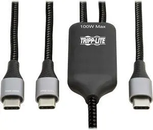 Tripp Lite Dual USB-C Multi-Charging Cable/Splitter, 6 Foot / 1.8 Meter Length, 100W PD Charging, 480 Mbps Data Transfer, Male-to-2x Male, 3-Year Warranty (U420P-2X6-100W) Tripp Lite Dual USB-C Multi-Charging Cable/Splitter, 6 Foot / 1.8 Meter Length, 100W PD Charging, 480 Mbps Data Transfer, Male-to-2x Male, 3-Year Warranty (U420P-2X6-100W)