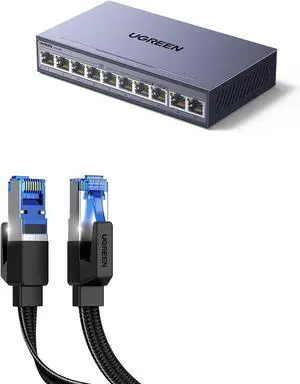 UGREEN Cat 8 Ethernet Cable Bundle with 10-Port PoE Switch UGREEN Cat 8 Ethernet Cable Bundle with 10-Port PoE Switch