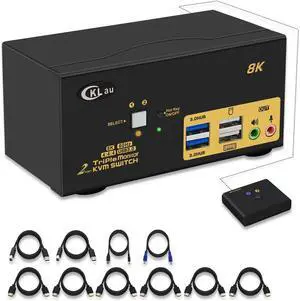 2 Port USB 3.0 Triple Monitor KVM Switch HDMI 2.1 8K@60Hz 4K@144Hz with Audio and All Input Cable for 2 Computers 3 Monitors Supports Hotkey Switching 2 Port USB 3.0 Triple Monitor KVM Switch HDMI 2.1 8K@60Hz 4K@144Hz with Audio and All Input Cable for 2 Computers 3 Monitors Supports Hotkey Switching