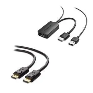 Cable Matters HDMI to DisplayPort Adapter with 4K Video Resolution Support & DisplayPort Cable (DP to DP Cable) 6 Feet Cable Matters HDMI to DisplayPort Adapter with 4K Video Resolution Support & DisplayPort Cable (DP to DP Cable) 6 Feet