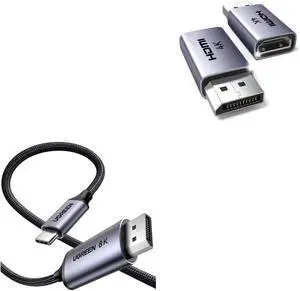 UGREEN Bidirectional USB C to DisplayPort 1.4 Cable 8K@60Hz 4K@240Hz DisplayPort to USB C Bundle 2-Pack 4K DisplayPort to HDMI Adapter Unidirectional DP Male to HDMI Female Converter UGREEN Bidirectional USB C to DisplayPort 1.4 Cable 8K@60Hz 4K@240Hz DisplayPort to USB C Bundle 2-Pack 4K DisplayPort to HDMI Adapter Unidirectional DP Male to HDMI Female Converter