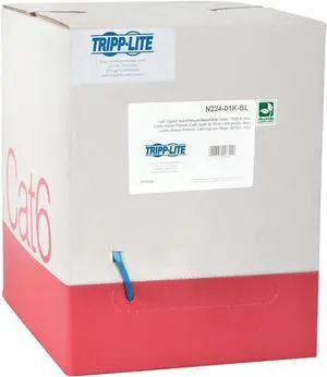 TRIPP LITE Cat6 Bulk Solid-Core Cable, Plenum-Rated PVC (CMP), Gigabit, Blue, 1000' (N224-01K-BL) TRIPP LITE Cat6 Bulk Solid-Core Cable, Plenum-Rated PVC (CMP), Gigabit, Blue, 1000' (N224-01K-BL)