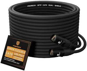PRORECK SFTP CAT6 Dual Shielded Ethernet Cable with EtherCON RJ45 Connectors,100ft, High-Speed, Ideal for Pro Sound Systems, Studio, and Live Performances (PR-C6B-100) PRORECK SFTP CAT6 Dual Shielded Ethernet Cable with EtherCON RJ45 Connectors,100ft, High-Speed, Ideal for Pro Sound Systems, Studio, and Live Performances (PR-C6B-100)