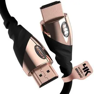 Monster Rose Gold HDMI Cable 4K UHD 12 ft, Ultra High Speed 21 Gbps, 60/120 Hz, HDR, 24K Gold-Plated Connectors, Duraflex Jacket, Compatible with Xbox Series X, PS5, Nintendo, Apple TV Monster Rose Gold HDMI Cable 4K UHD 12 ft, Ultra High Speed 21 Gbps, 60/120 Hz, HDR, 24K Gold-Plated Connectors, Duraflex Jacket, Compatible with Xbox Series X, PS5, Nintendo, Apple TV