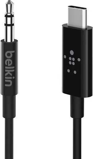 Belkin F7U079bt03-BLK Rockstar 3.5 mm to USB-C Audio Cable, 3 Feet Belkin F7U079bt03-BLK Rockstar 3.5 mm to USB-C Audio Cable, 3 Feet