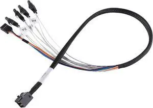 SilverStone Technology CPS05 SFF-8643 to SATA7-Pin with Sideband Mini SAS HD Cable, SST-CPS05 SilverStone Technology CPS05 SFF-8643 to SATA7-Pin with Sideband Mini SAS HD Cable, SST-CPS05