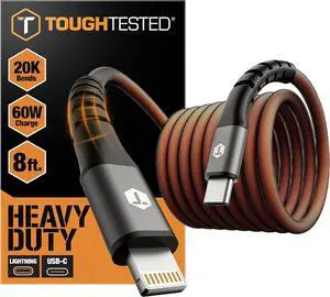 ToughTested Lightning to USB Cable 8FT MFi Certified iPhone Fast Charger Cord, P.E.T. ArmorWeave Braided, 3AMPS Fast Charging Compatible iPhone 14 13 12 11 Pro Max X XS XR 8 7 6 Plus and More ToughTested Lightning to USB Cable 8FT MFi Certified iPhone Fast Charger Cord, P.E.T. ArmorWeave Braided, 3AMPS Fast Charging Compatible iPhone 14 13 12 11 Pro Max X XS XR 8 7 6 Plus and More