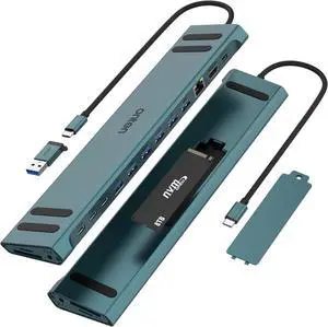 Onten USB C Docking Station with M.2 NVMe SSD Enclosure, 16-in-1 USB-C Hub with 4K HDMI, Ethernet, 5 USB 3.0, 3 USB-C, 100W PD, SD/TF Card Reader, Support 8TB M.2 NVMe SSD for MacBook, Windows Laptop Onten USB C Docking Station with M.2 NVMe SSD Enclosure, 16-in-1 USB-C Hub with 4K HDMI, Ethernet, 5 USB 3.0, 3 USB-C, 100W PD, SD/TF Card Reader, Support 8TB M.2 NVMe SSD for MacBook, Windows Laptop