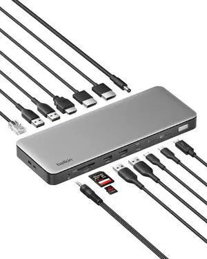 Belkin Connect Thunderbolt 4 Dock, 14-in-1 Docking Station 96W w/Triple 4K 60Hz Display Support, 40Gbps Data Transfer, 2.5Gb Ethernet Port, Daisy Chain up to 6 Devices, USB-C Laptop Expansion Hub Belkin Connect Thunderbolt 4 Dock, 14-in-1 Docking Station 96W w/Triple 4K 60Hz Display Support, 40Gbps Data Transfer, 2.5Gb Ethernet Port, Daisy Chain up to 6 Devices, USB-C Laptop Expansion Hub