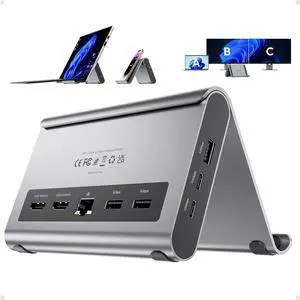 USB C Docking Station Dual Monitor, PULWTOP Laptop Dock for Windows, Laptop Docking Staion Stand with 2xHDMI 4K,3xUSB-C/A 10Gbps,2xUSB-A 5Gbps,RJ45,PD for Surface Pro11/10/9/8/Dell/HP/Lenovo/Asus/Acer USB C Docking Station Dual Monitor, PULWTOP Laptop Dock for Windows, Laptop Docking Staion Stand with 2xHDMI 4K,3xUSB-C/A 10Gbps,2xUSB-A 5Gbps,RJ45,PD for Surface Pro11/10/9/8/Dell/HP/Lenovo/Asus/Acer