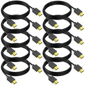 4K HDMI Cable 10 FT 10-Pack, Bulk HDMI 2.0 Computer Monitor TV Cable 10FT Male-4K@60Hz,2k@165/144Hz,HDCP 2.2, HDR, ARC & CL3 Rated | for Laptop, Monitor, Projector, TV PS5, PS4, Xbox, Soundbar 4K HDMI Cable 10 FT 10-Pack, Bulk HDMI 2.0 Computer Monitor TV Cable 10FT Male-4K@60Hz,2k@165/144Hz,HDCP 2.2, HDR, ARC & CL3 Rated | for Laptop, Monitor, Projector, TV PS5, PS4, Xbox, Soundbar