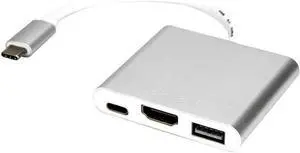 Rocstor Y10A176-S1 Premium USB-C to HDMI Multiport Adapter USB-C to HDMI/USB-C (3.1)/USB 3.0 for Audio/Video Device - 1 x USB-C Male to 1 x HDMI Female Digital Audio/Video, Metal Silver Rocstor Y10A176-S1 Premium USB-C to HDMI Multiport Adapter USB-C to HDMI/USB-C (3.1)/USB 3.0 for Audio/Video Device - 1 x USB-C Male to 1 x HDMI Female Digital Audio/Video, Metal Silver