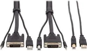 Tripp Lite DVI KVM Cable Kit, DVI USB 3.5mm Audio 3xM/3Xm+USB M/Black 6ft (P784-006-U) Tripp Lite DVI KVM Cable Kit, DVI USB 3.5mm Audio 3xM/3Xm+USB M/Black 6ft (P784-006-U)