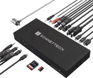 Sonnet Echo 20 Thunderbolt 5 SecureDock Thunderbolt 5 Dock, 10Gb Ethernet, 3 Thunderbolt 5 Ports, HDMI, DisplayPort, 9 USB 10Gbps, 140W Charging, SD Card Reader, Mac, Windows, Chromebook, iPad Sonnet Echo 20 Thunderbolt 5 SecureDock Thunderbolt 5 Dock, 10Gb Ethernet, 3 Thunderbolt 5 Ports, HDMI, DisplayPort, 9 USB 10Gbps, 140W Charging, SD Card Reader, Mac, Windows, Chromebook, iPad