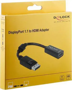 DeLOCK Adapter DisplayPort 1.1 Male to HDMI Female Passive Black DeLOCK Adapter DisplayPort 1.1 Male to HDMI Female Passive Black