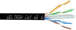 Weltron 1000' Black Cat6 600MHz Solid Utp CMR Copper (T2404L6-BK) Weltron 1000' Black Cat6 600MHz Solid Utp CMR Copper (T2404L6-BK)