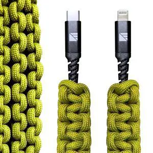 Darrk Energy Lightning to C Paracord Cable & USB C to C Paracord Cable (18W, Green) Darrk Energy Lightning to C Paracord Cable & USB C to C Paracord Cable (18W, Green)