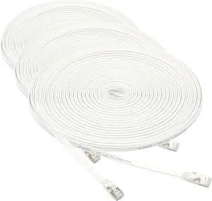Amazon Basics RJ45 Cat 7 Ethernet Patch Cable, Flat, 600MHz, Snagless, Gold Plated, LAN Network, Includes 20 Nails, 50 Foot, White (Pack of 3) Amazon Basics RJ45 Cat 7 Ethernet Patch Cable, Flat, 600MHz, Snagless, Gold Plated, LAN Network, Includes 20 Nails, 50 Foot, White (Pack of 3)