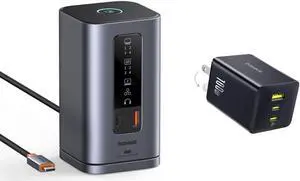 Baseus Spacemate Docking Station, 11-in-1 USB-C Dock for Windows Laptop, Baseus 100W USB C Charger Block, 3-Port Foldable Compact PPS Wall Charger Baseus Spacemate Docking Station, 11-in-1 USB-C Dock for Windows Laptop, Baseus 100W USB C Charger Block, 3-Port Foldable Compact PPS Wall Charger