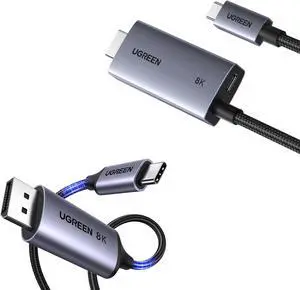 UGREEN USB C to DisplayPort 1.4 Cable 8K@60Hz 4K@240Hz Unidirectional Thunderbolt to DisplayPort Cord Bundle with USB C to HDMI Cable with 140W PD Fast Charging Adapter 8K@60Hz UGREEN USB C to DisplayPort 1.4 Cable 8K@60Hz 4K@240Hz Unidirectional Thunderbolt to DisplayPort Cord Bundle with USB C to HDMI Cable with 140W PD Fast Charging Adapter 8K@60Hz