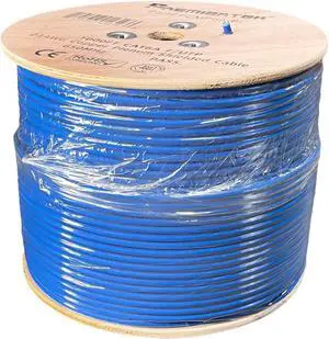 Premiertek 23AWG 0.58mm Bare Copper F/UTP Shielded CAT6A 1000FT Plenum CMP Cable LS0H Blue(650MHz Bandwith) Wood Rim Premiertek 23AWG 0.58mm Bare Copper F/UTP Shielded CAT6A 1000FT Plenum CMP Cable LS0H Blue(650MHz Bandwith) Wood Rim