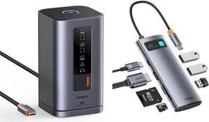 Baseus Spacemate Docking Station, 11-in-1 USB-C Dock for Windows Laptop, Baseus 7 in 1 USB C Hub with 3 USB-A, PD 100W, TF/SD Baseus Spacemate Docking Station, 11-in-1 USB-C Dock for Windows Laptop, Baseus 7 in 1 USB C Hub with 3 USB-A, PD 100W, TF/SD