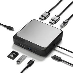 ALOGIC 7-in-1 Dual 4K Display Universal Compact Docking Station, 2X DisplayPort, USB-A, USB-C, 100W PD, Gigabit Ethernet, SD Card Reader, USB-C Power Input, for Windows/MacOS/ChromeOS Computers. ALOGIC 7-in-1 Dual 4K Display Universal Compact Docking Station, 2X DisplayPort, USB-A, USB-C, 100W PD, Gigabit Ethernet, SD Card Reader, USB-C Power Input, for Windows/MacOS/ChromeOS Computers.