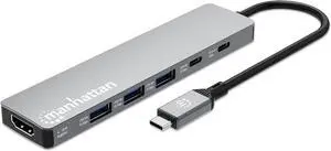 Manhattan USB-C 6-in-1 HDMI Docking Station, 4K 60Hz Hub with 100W PD, 10Gbps USB-A/USB-C, SD Card Reader for Laptop & Tablet - 190480 Manhattan USB-C 6-in-1 HDMI Docking Station, 4K 60Hz Hub with 100W PD, 10Gbps USB-A/USB-C, SD Card Reader for Laptop & Tablet - 190480