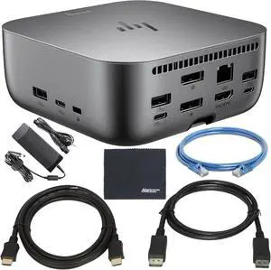 HP Thunderbolt 4 Ultra 180W G6 Dock (9X481UT#ABA) + ZoomSpeed 6-ft DisplayPort Cable + ZoomSpeed 6-ft HDMI Cable + ZoomSpeed 6-ft Ethernet Cable + AOM Microfiber Cleaning Cloth HP Thunderbolt 4 Ultra 180W G6 Dock (9X481UT#ABA) + ZoomSpeed 6-ft DisplayPort Cable + ZoomSpeed 6-ft HDMI Cable + ZoomSpeed 6-ft Ethernet Cable + AOM Microfiber Cleaning Cloth