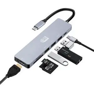 Adesso AUH-4025 USB C Docking Station Multiport Adapter Type C Hub Supports USB C to x1 4K HDMI, 3X USB-A 3.2, 1x PD, 1x Micro SD, 1x SD Card Reader Adesso AUH-4025 USB C Docking Station Multiport Adapter Type C Hub Supports USB C to x1 4K HDMI, 3X USB-A 3.2, 1x PD, 1x Micro SD, 1x SD Card Reader