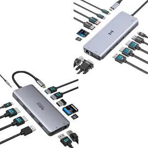 Selore 13-in-1 Docking Station Triple Monitor + 12-in-1 USB C Docking Station Dual Monitor Selore 13-in-1 Docking Station Triple Monitor + 12-in-1 USB C Docking Station Dual Monitor
