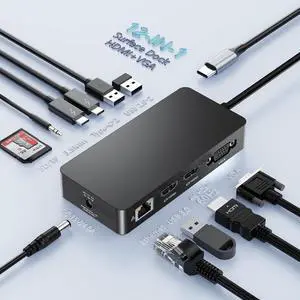 Surface Thunderbolt 4 Docking Station for Surface Pro Laptop Go BookBlack | 4K@60Hz Output&Triple Displays,1000Mbps Ethernet Port,100W DC Charge,for Surface Pro 12 11 10,Laptop Go,Book,Laptop Studio Surface Thunderbolt 4 Docking Station for Surface Pro Laptop Go BookBlack | 4K@60Hz Output&Triple Displays,1000Mbps Ethernet Port,100W DC Charge,for Surface Pro 12 11 10,Laptop Go,Book,Laptop Studio