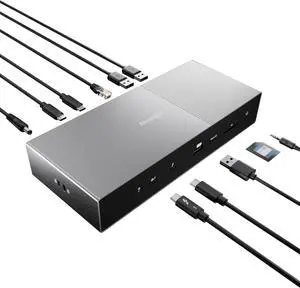 Kensington SD5000T5 EQ Thunderbolt 5 Docking Station, Triple Monitor 8K/4K, for Windows & Macbooks, 140W Power, 3 x Thunderbolt 5 Ports, Ethernet & USB-A 3.2 Gen2 Ports (K35201EU) Kensington SD5000T5 EQ Thunderbolt 5 Docking Station, Triple Monitor 8K/4K, for Windows & Macbooks, 140W Power, 3 x Thunderbolt 5 Ports, Ethernet & USB-A 3.2 Gen2 Ports (K35201EU)