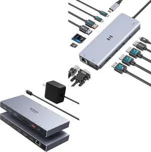 Selore 13-in-1 Docking Station Triple Monitor + 15-in-1 Dual HDMI Docking Station 3 Monitor Selore 13-in-1 Docking Station Triple Monitor + 15-in-1 Dual HDMI Docking Station 3 Monitor