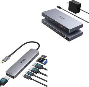 15 in 1 USB C Laptop Docking Station with 65W Power Adapter + 7 in 1 USB C Hub HDMI Adapter for MacBook Pro/Air, 15 in 1 USB C Laptop Docking Station with 65W Power Adapter + 7 in 1 USB C Hub HDMI Adapter for MacBook Pro/Air,