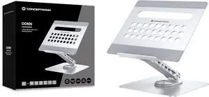 Conceptronic DONN27G Laptop Stand with 7 in 1 Docking Station, 360° Rotating Base, Foldable Height Adjustable Conceptronic DONN27G Laptop Stand with 7 in 1 Docking Station, 360° Rotating Base, Foldable Height Adjustable