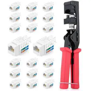 Everest Media Solutions Bundle 2 Items: 45Term - Speed Termination Tool + 20 Pack of RJ45 CAT6A UTP Keystone Jacks - White Everest Media Solutions Bundle 2 Items: 45Term - Speed Termination Tool + 20 Pack of RJ45 CAT6A UTP Keystone Jacks - White