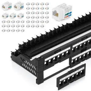 Everest Media Solutions Bundle 2 Items: 48-Port Keystone Patch Panel + 50 Pack of RJ45 CAT6A Keystone Jacks - White Everest Media Solutions Bundle 2 Items: 48-Port Keystone Patch Panel + 50 Pack of RJ45 CAT6A Keystone Jacks - White