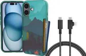 Smartish iPhone 16 Wallet Case + USB C Lightning Cable Combo - 6 Foot Fabric Wrapped Fast Charging Cable + Hidden Card Slot Cover Compatible with Apple iPhone 16 Smartish iPhone 16 Wallet Case + USB C Lightning Cable Combo - 6 Foot Fabric Wrapped Fast Charging Cable + Hidden Card Slot Cover Compatible with Apple iPhone 16